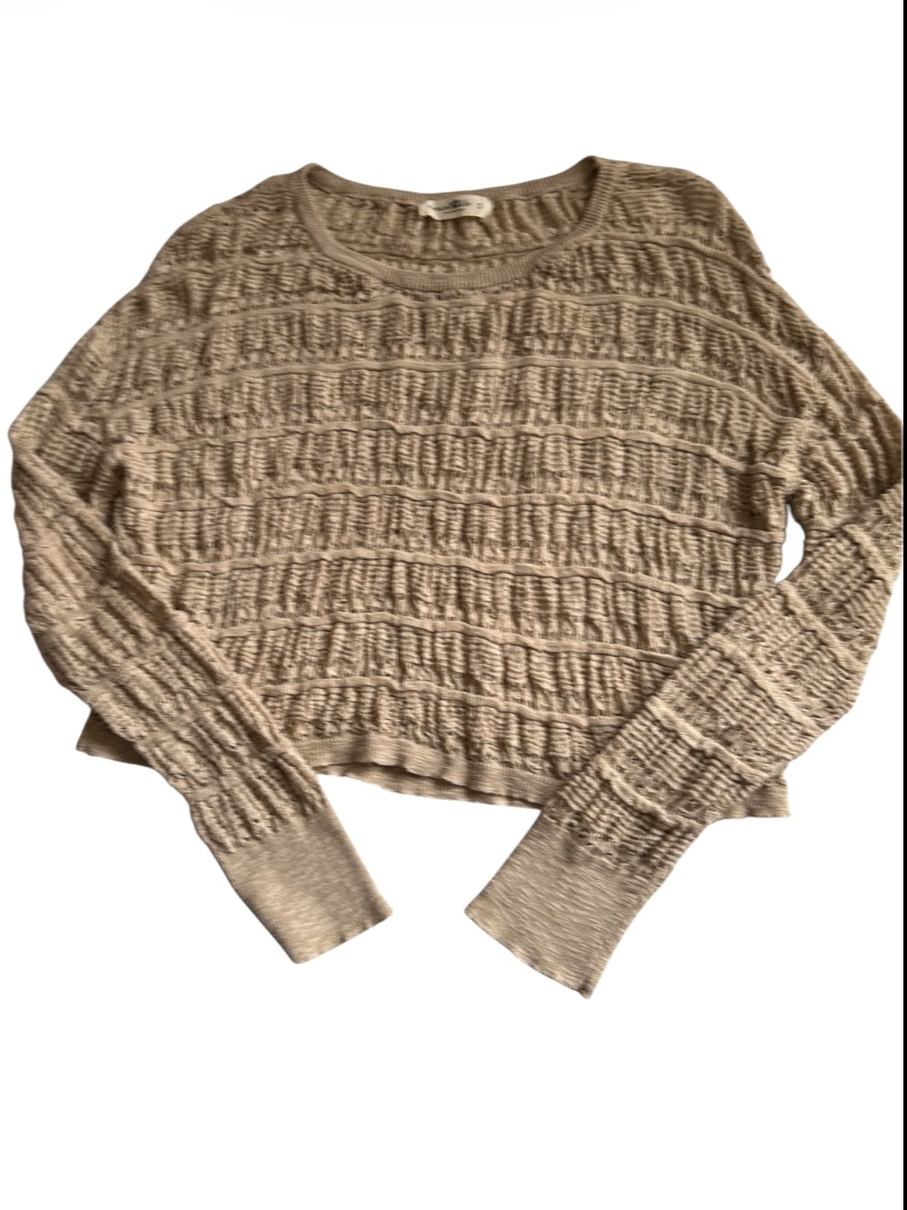 Natural Life Emily Textured Open Knit Sweater Size S Beige Cropped Boho - Picture 5 of 11